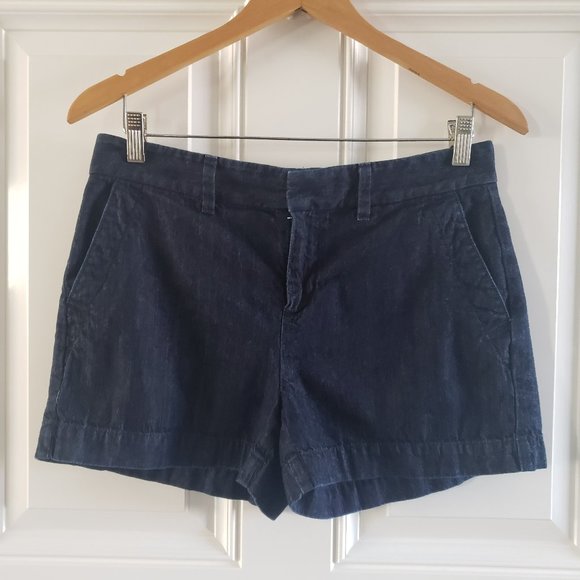 LOFT Chino Mid Rise Dark Wash Denim Shorts Blue SZ 27/4 - Picture 1 of 15